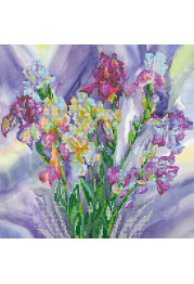 Bead Embroidery Pattern on Art Canvas "Aquarelle Irises"