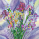 Bead Embroidery Pattern on Art Canvas "Aquarelle Irises"