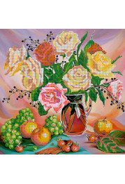 Bead Embroidery Pattern on Art Canvas "Roses"