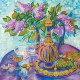 Bead Embroidery Pattern on Art Canvas "Cobalt"