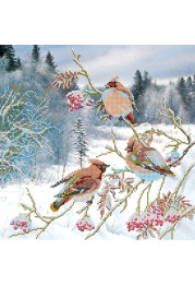 Bead Embroidery Pattern on Art Canvas "Waxbirds"