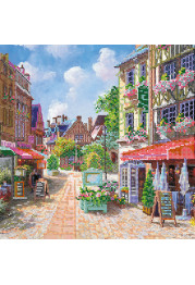 Bead Embroidery Pattern on Art Canvas "Street cafeteria"