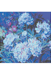 Bead Embroidery Pattern on Art Canvas "Moon peonies"