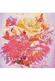 Bead Embroidery Pattern on Art Canvas "Pink sherbet"
