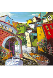 Bead Embroidery Pattern on Art Canvas "Vivid town"