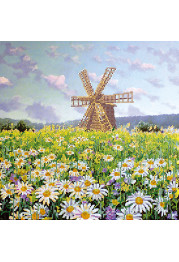 Bead Embroidery Pattern on Art Canvas "The mill"