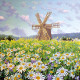 Bead Embroidery Pattern on Art Canvas "The mill"