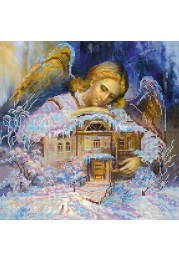 Bead Embroidery Pattern on Art Canvas "In the arms of an angel"