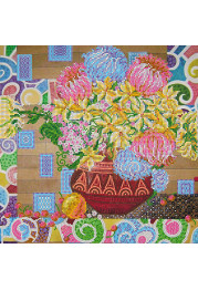 Bead Embroidery Pattern on Art Canvas "Juicy bouquet"