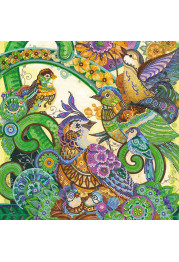 Bead Embroidery Pattern on Art Canvas "Spring warbling"