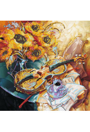 Bead Embroidery Pattern on Art Canvas "Still life with a violin"