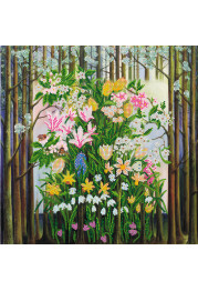 Bead Embroidery Pattern on Art Canvas "Forest bouquet"