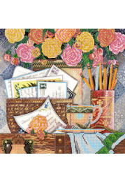 Bead Embroidery Pattern on Art Canvas "Rustle of letters"