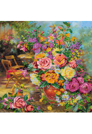 Bead Embroidery Pattern on Art Canvas "Flower harmony"