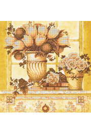 Bead Embroidery Pattern on Art Canvas "Straw-coloured flowers"