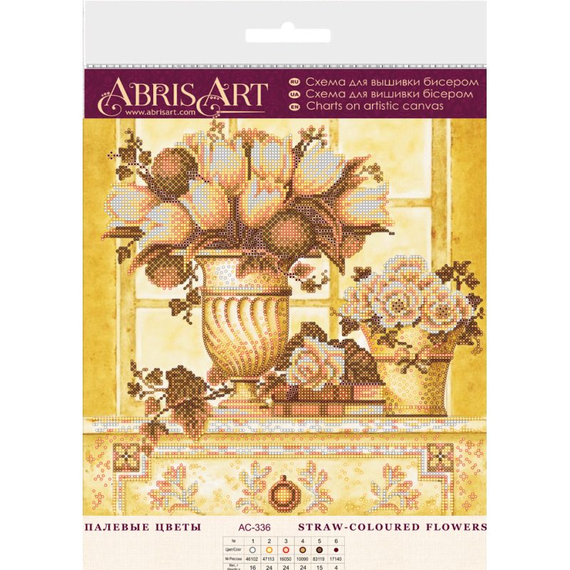 Bead Embroidery Pattern on Art Canvas "Straw-coloured flowers"