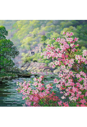 Bead Embroidery Pattern on Art Canvas "Color of spring"