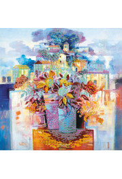 Bead Embroidery Pattern on Art Canvas "City of flowers"