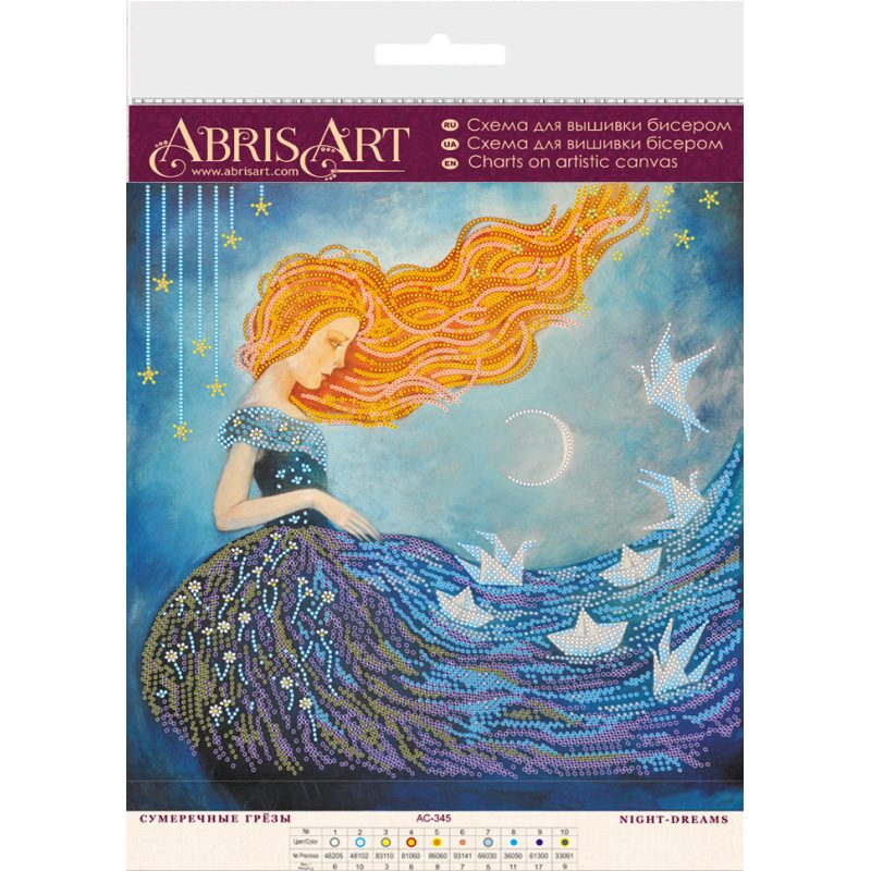 Bead Embroidery Pattern on Art Canvas "Night-dreams"