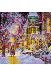 Bead Embroidery Pattern on Art Canvas "Winter in the city"