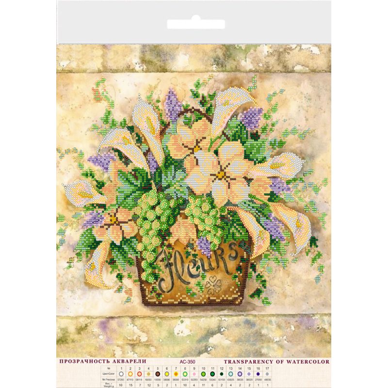 Bead Embroidery Pattern on Art Canvas "Transparency of watercolors"