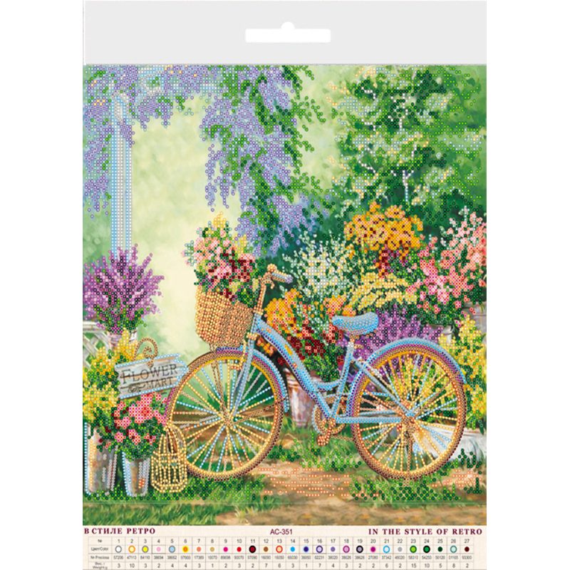 Bead Embroidery Pattern on Art Canvas "In the style of retro"