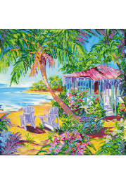 Bead Embroidery Pattern on Art Canvas "Tropical paradise"