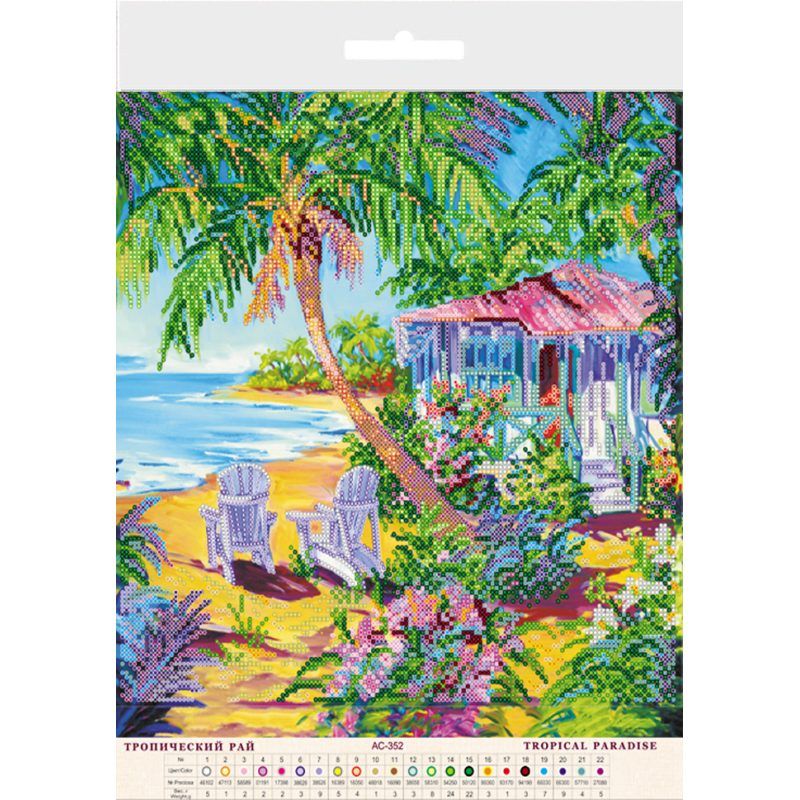 Bead Embroidery Pattern on Art Canvas "Tropical paradise"