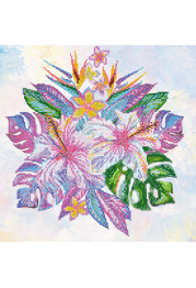 Bead Embroidery Pattern on Art Canvas "Tropical flowers"