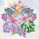 Bead Embroidery Pattern on Art Canvas "Tropical flowers"