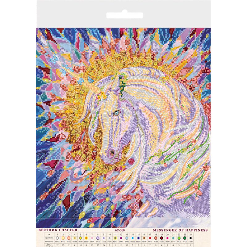 Bead Embroidery Pattern on Art Canvas "Messenger of happiness"
