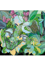 Bead Embroidery Pattern on Art Canvas "Emeralds of the tropics"