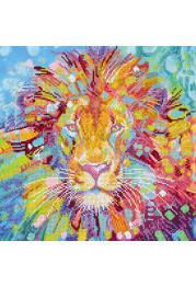 Bead Embroidery Pattern on Art Canvas "Multicolored lion"