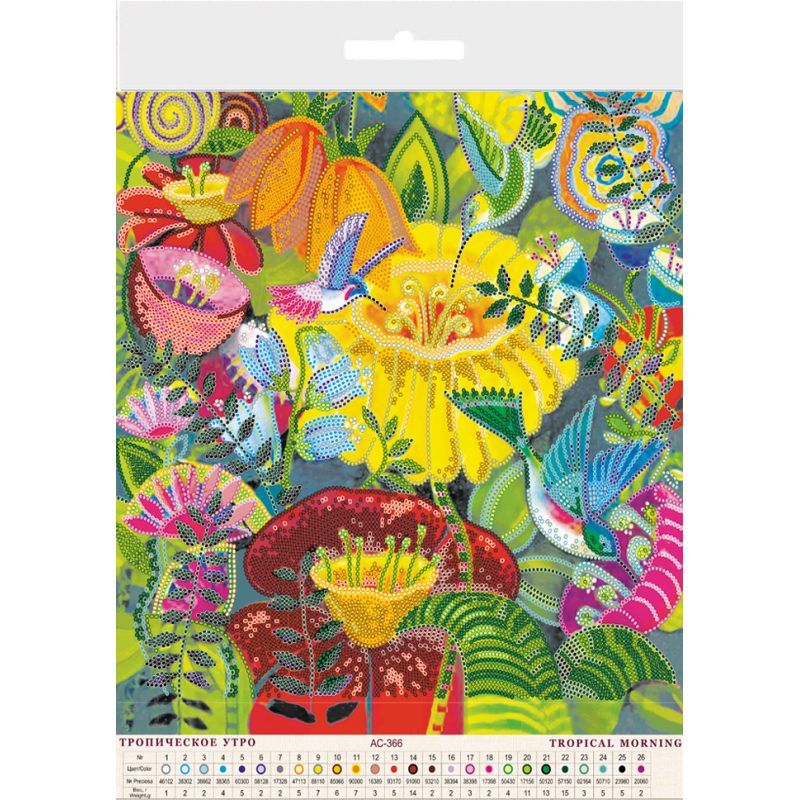 Bead Embroidery Pattern on Art Canvas "Tropical morning"