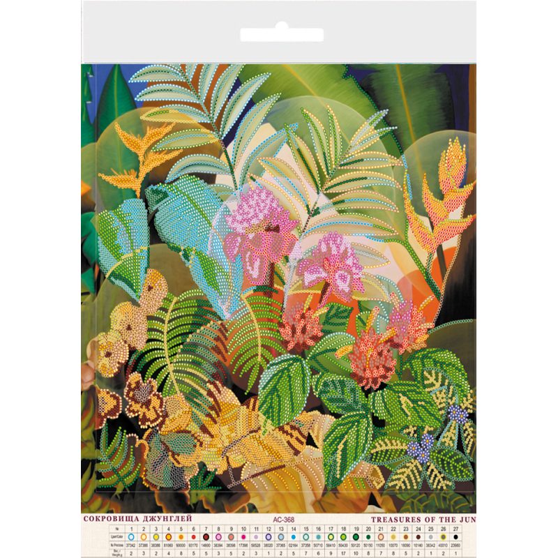 Bead Embroidery Pattern on Art Canvas "Treasures of the jungle"