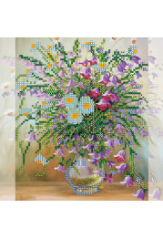 Bead Embroidery Pattern on Art Canvas "Bluebells"