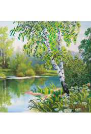 Bead Embroidery Pattern on Art Canvas "Birches"