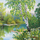 Bead Embroidery Pattern on Art Canvas "Birches"