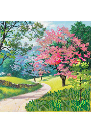 Bead Embroidery Pattern on Art Canvas "Blooming Park"