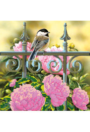 Bead Embroidery Pattern on Art Canvas "Titmouse"