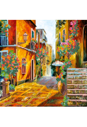 Bead Embroidery Pattern on Art Canvas "Italian streets"