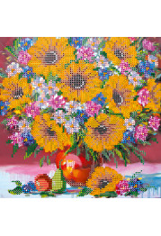 Bead Embroidery Pattern on Art Canvas "Sunflowers still-life"