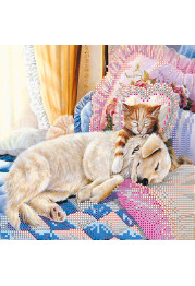 Bead Embroidery Pattern on Art Canvas "In a tender embrace"