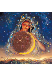 Bead Embroidery Pattern on Art Canvas "Moon fairy"