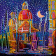 Bead Embroidery Pattern on Art Canvas "In the night"