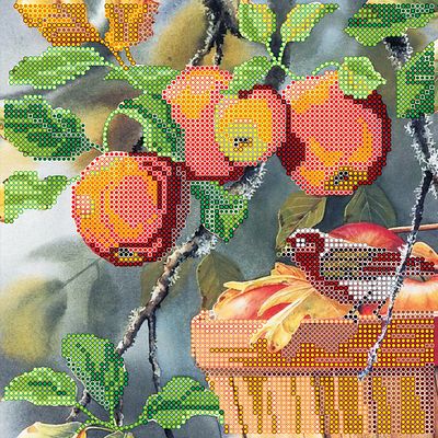Bead Embroidery Pattern on Art Canvas "Aplle fan"