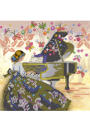 Bead Embroidery Pattern on Art Canvas "Visit of Muse"