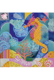 Bead Embroidery Pattern on Art Canvas "Sea horse"