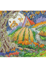 Bead Embroidery Pattern on Art Canvas "Pumpkin Field"