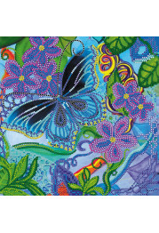 Bead Embroidery Pattern on Art Canvas "Blue Moth"